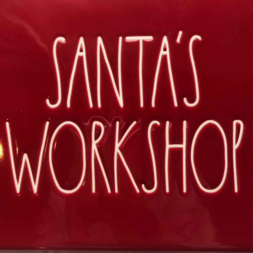 Rae Dunn LL Santa’s Workshop Red Sign / Plaque - Picture 2 of 2